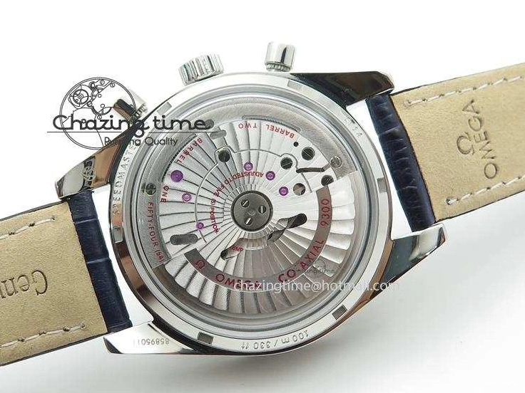 0505 DailyWear Speedmaster ’57 SS Chrono AXF Best Edition Blue Dial on Blue Leather Strap A 8279